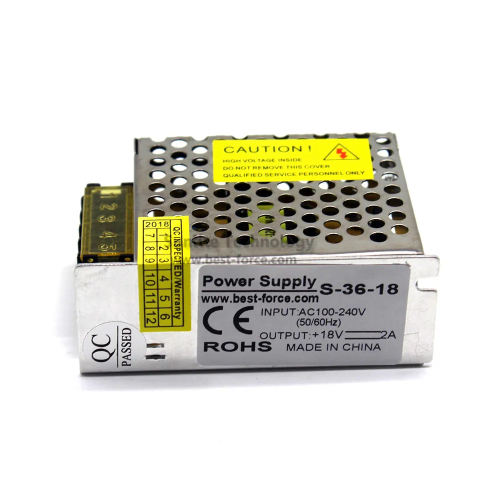 Одиночный выход 36W 2A 18V трансформатор питания AC 100 240V вход в DC18V SMPS для светодиодных