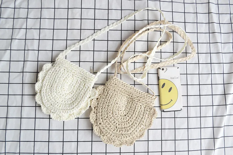 15x18CM 2018 New Semi-circle Flower Crochet Paper Rope Girl Straw Bag Summer Vacation Travel a5292 | Багаж и сумки