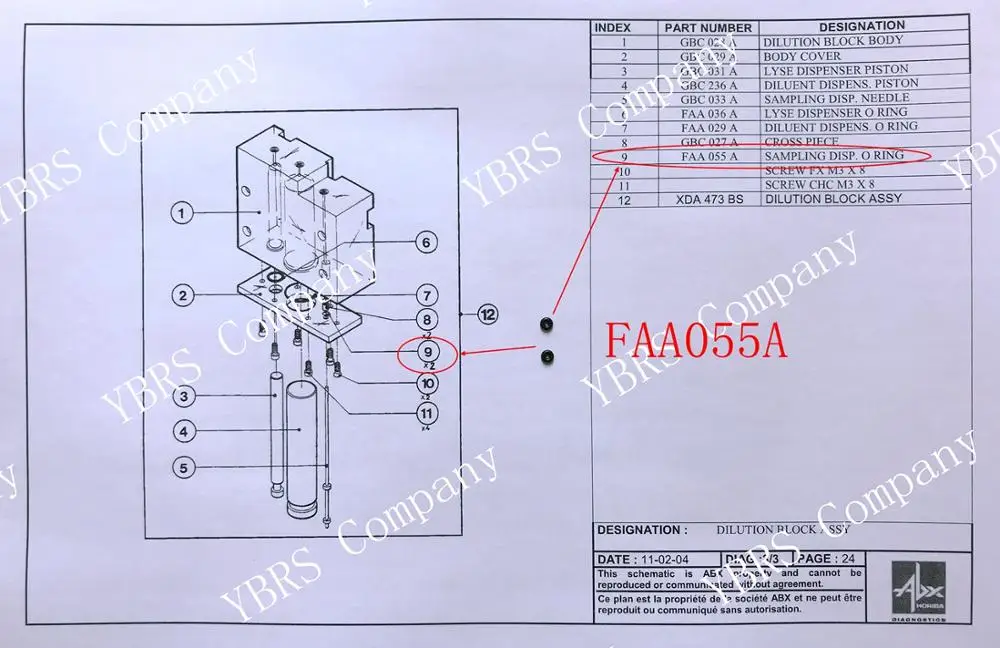 

FAA055A ABX Micros 60 Micros60 M60 ES60 CRP Bayer ADVIA 60 Sampling Syringe O-ring Sampling Dispenser O-ring