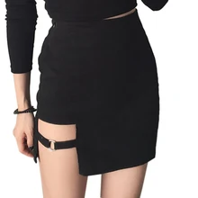 Женская юбка, сексуальная, открытая, мини, ассиметричная, Saias, металлическое кольцо, украшение, неправильный крой, дизайн, Faldas, Женская юбка, ультра тонкая