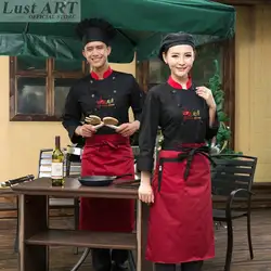 Еда услуги шеф повара КУРТКА Китайский магазин одежды Ресторан отеля форма шеф-повара для женщин мужчин черный повара BB082
