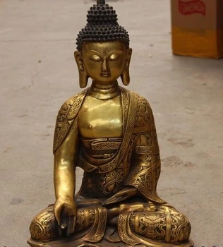 

Tibet Buddhism Bronze Copper Eight treasures Tathagata Sakyamuni Buddha Statue