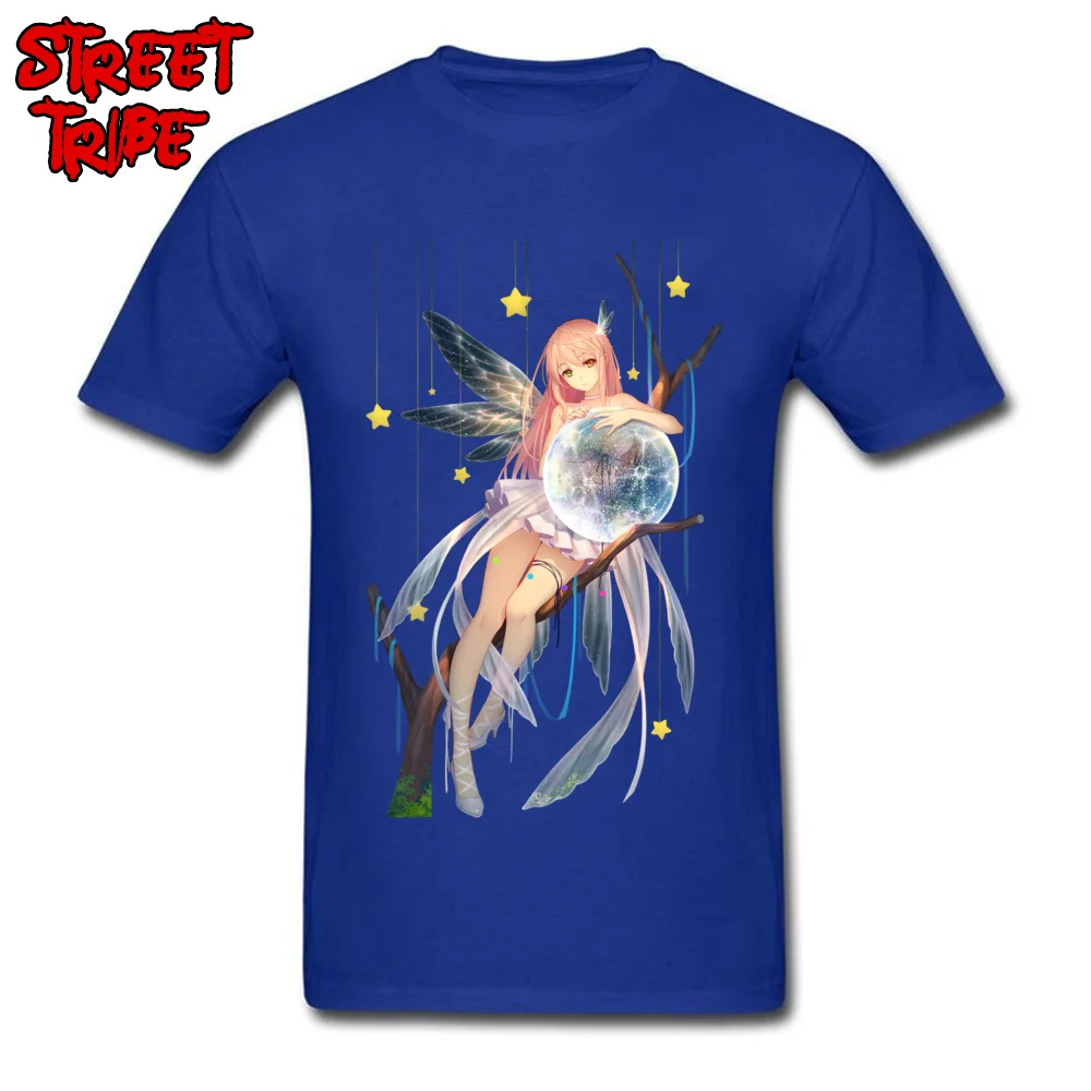 fairy anime sprite T-shirts Normal Short Sleeve Designer Crewneck Cotton Fabric Tops Tees Party T Shirt for Men Mother Day fairy anime sprite blue