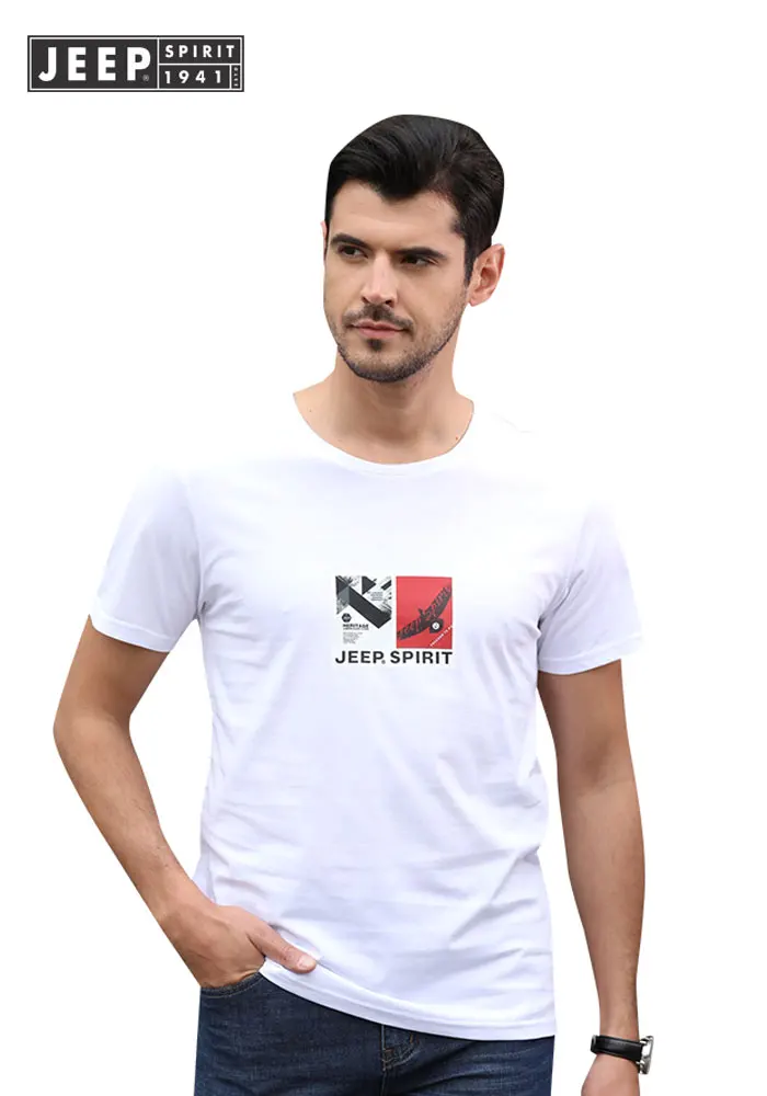 

JEEP Clothes 2019 Summer Mens Tops Tees Cotton T-Shirts Smart Casual Short Sleeve O Neck T Shirt Brand High Quality Pink T Shirt