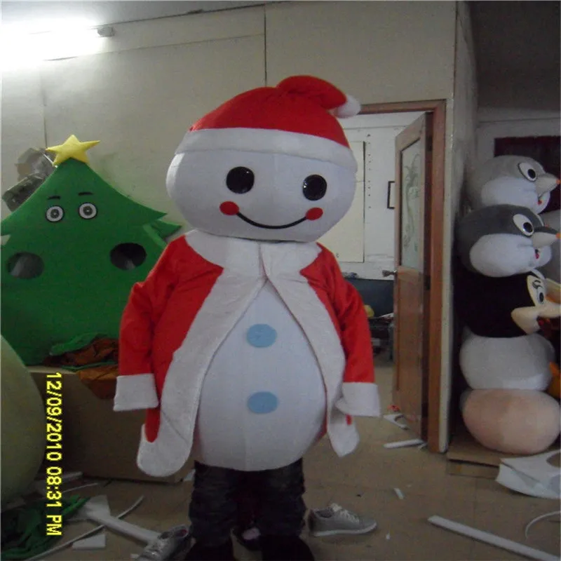 

Snowman In Red Hat Dress Mascot Costume Suits Cosplay Party Game Dress Outfits Clothing Advertising Carnival Halloween Christmas