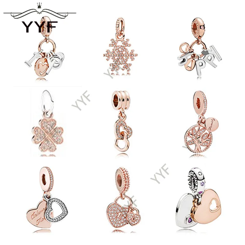 

YYF original 100% S925 Sterling Silver for Pandora's rose gold snowflake pendant for Bracelet DIY accessories