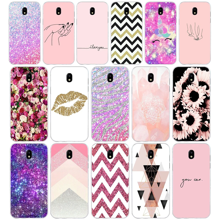 

106SD Pink yellow gold glitter 02 Soft Silicone Tpu Cover phone Case for Samsung j3 j5 j7 2015 16 17 j2 j4 prime j6 Plus 2018
