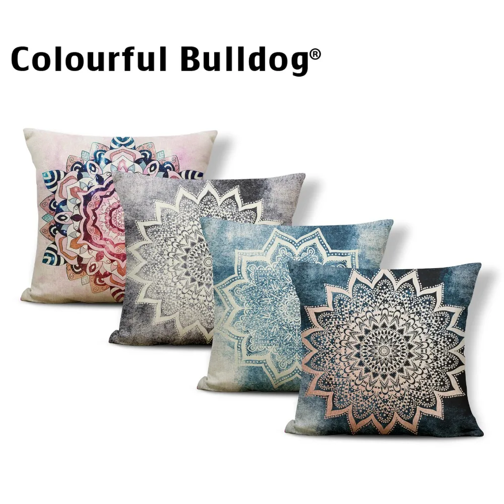 Colorful Datura Pattern Cotton Linen Pillow Case Cushion Cover Home Decor