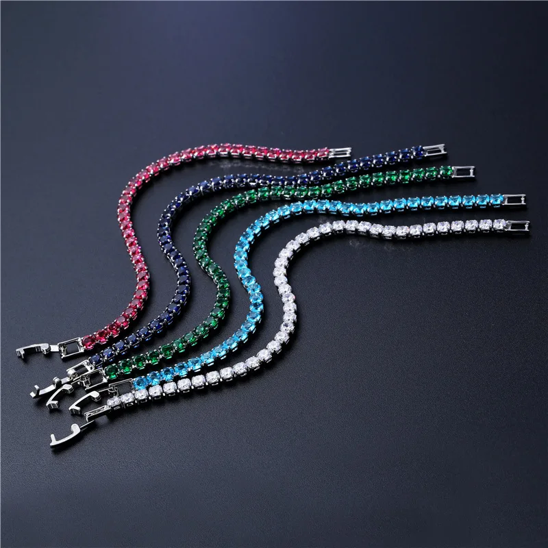 Cubic Zirconia Bracelet 4mm Cubic Zirconia Tennis Bracelets Iced Out Chain Crystal Wedding Bracelet For Women Men