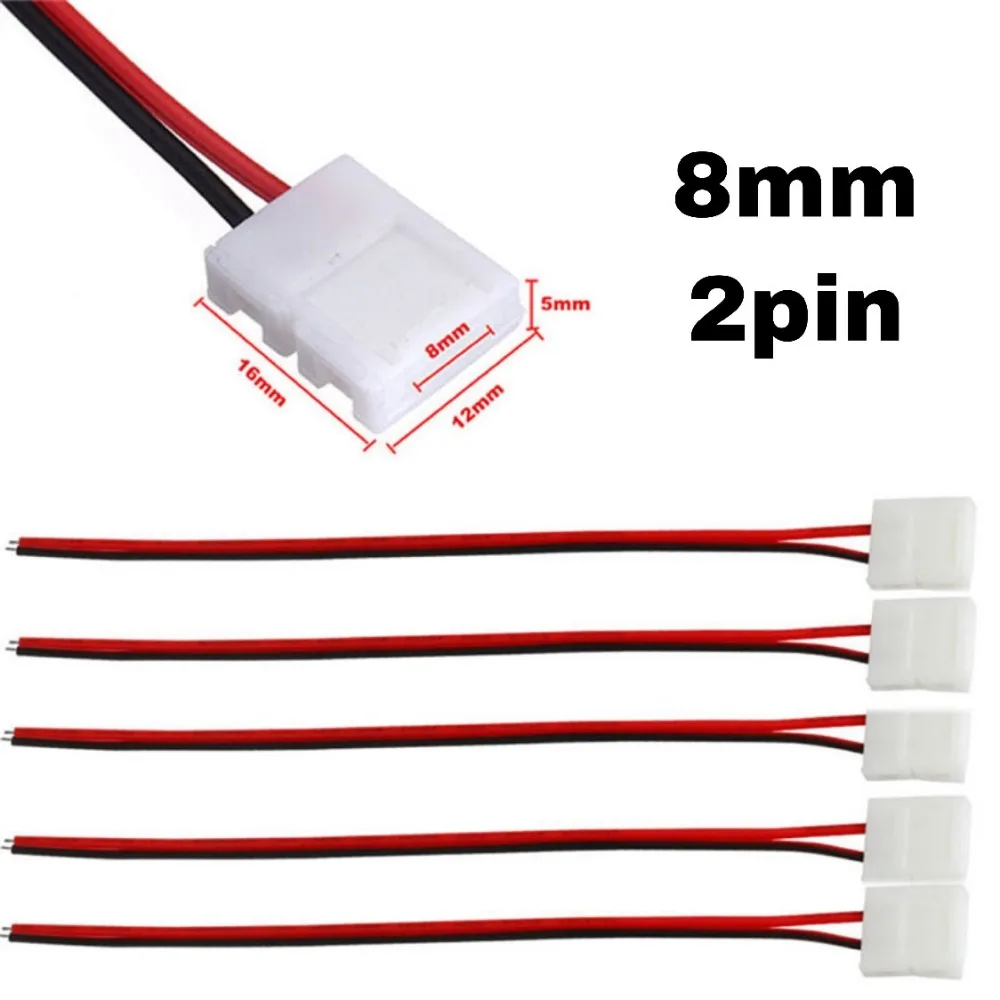 8mm10mm 2 Pin Led Strip Connector For Single Color Led Strip 35285050 Easy Connect 5Pcslot No Need Soldering Connectors (1)