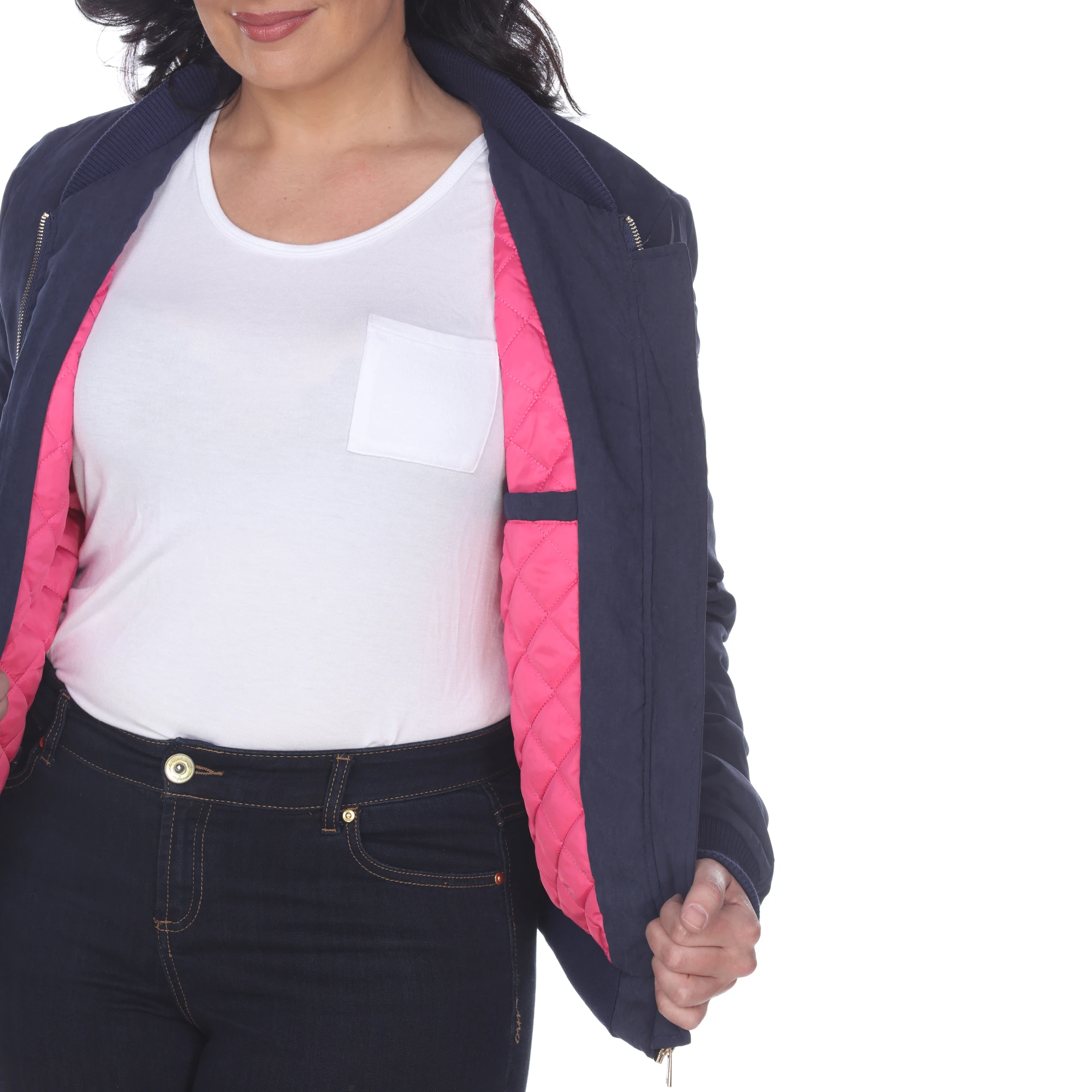 Plus Size Bomber Jacket - Navy (4)