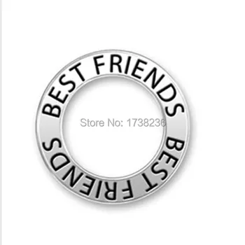 

2015 Top selling alloy two sides best friends message print best friends friendships charm