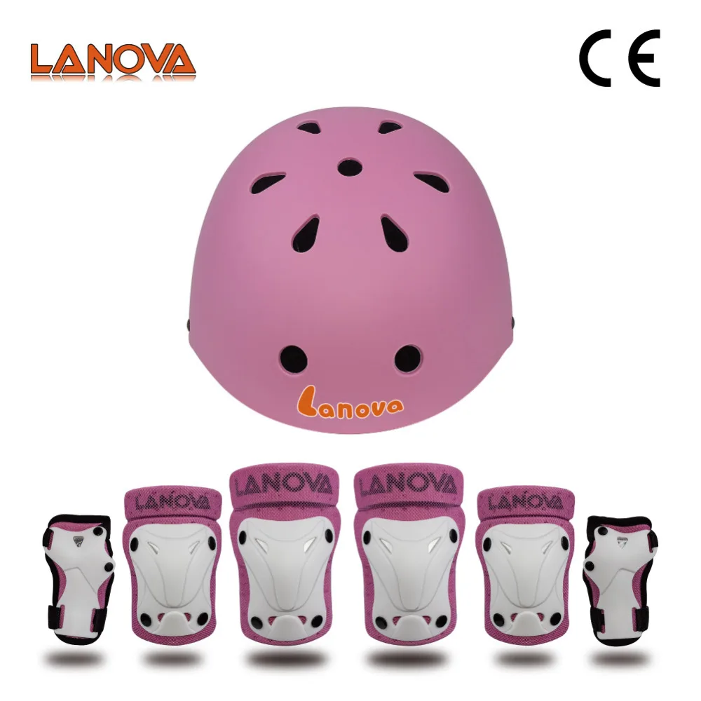 LANOVA Kids 7pcs Protective Gear Set Kids helmet Knee Elbow Pads Wrist Protector Scooter Cycling Roller Skate helmet