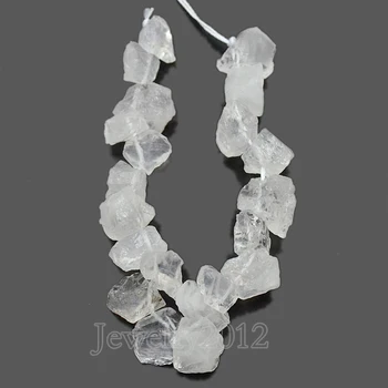 

5 Strands/Lot Wholesale Natural Raw Rough Nugget Clear Crystal Gem stone Baroque Freeform Beads14-16mm 7.5" Side Drilled