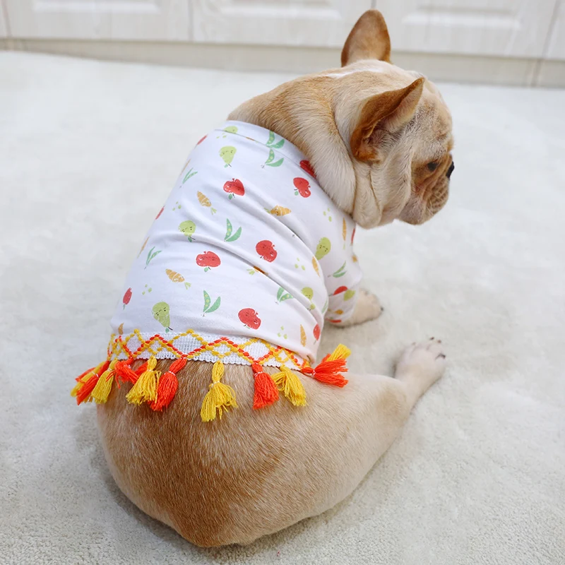 

Fruit Wheat Round Neck Shirt The New Spring Pet Dog Clothes Lovely And Breathable Two-Legged Fiber Pet Clothes For Small Dogs