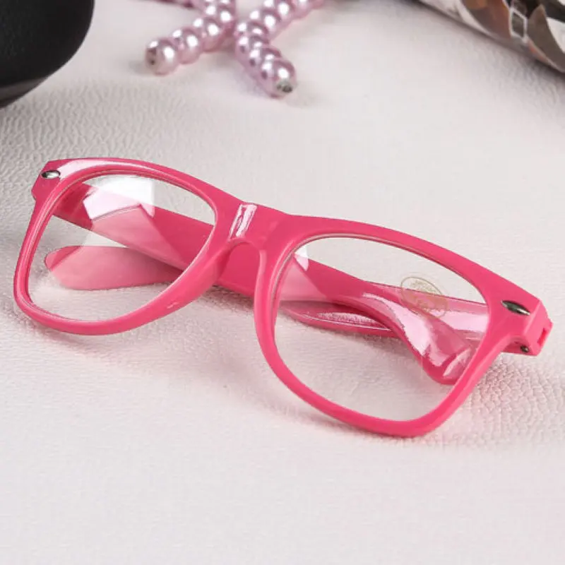 Mayitr 1pc Fashion Nerd Clear Glasses Clear Lens Geek Glasses 16 Colors Plain Mirror Plastic Full frame Eyeglasses Eyewear