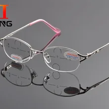 DEDING элегантные женские металлические полуобода овальные линзы для пресбиопии Мультифокальные Прогрессивные очки для чтения Gafas De Lectura DD1131