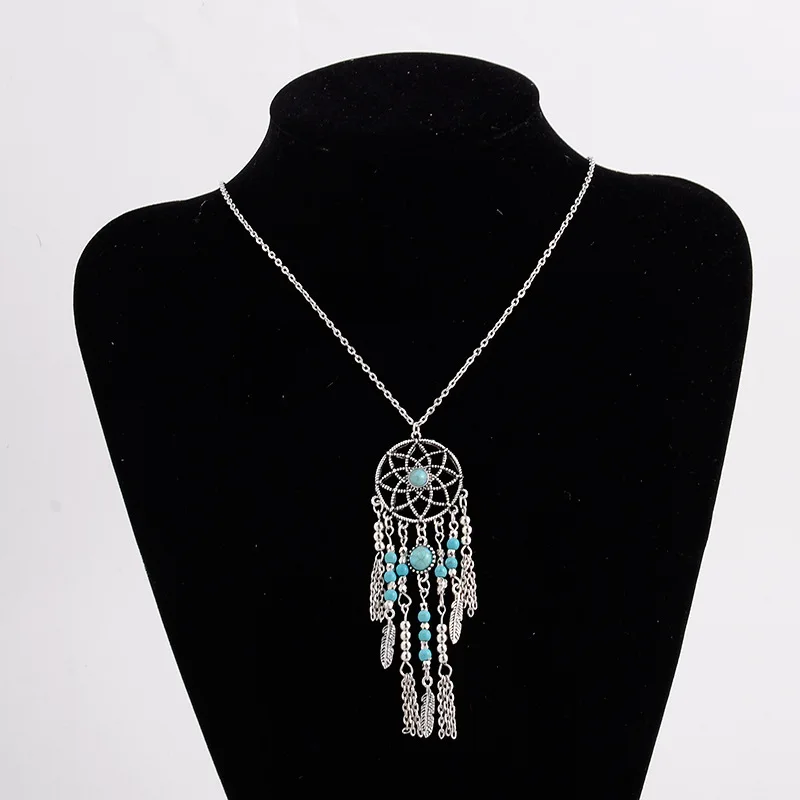 Seblasy Bohemian Long Statement Natural Stone Beads Dream Catcher