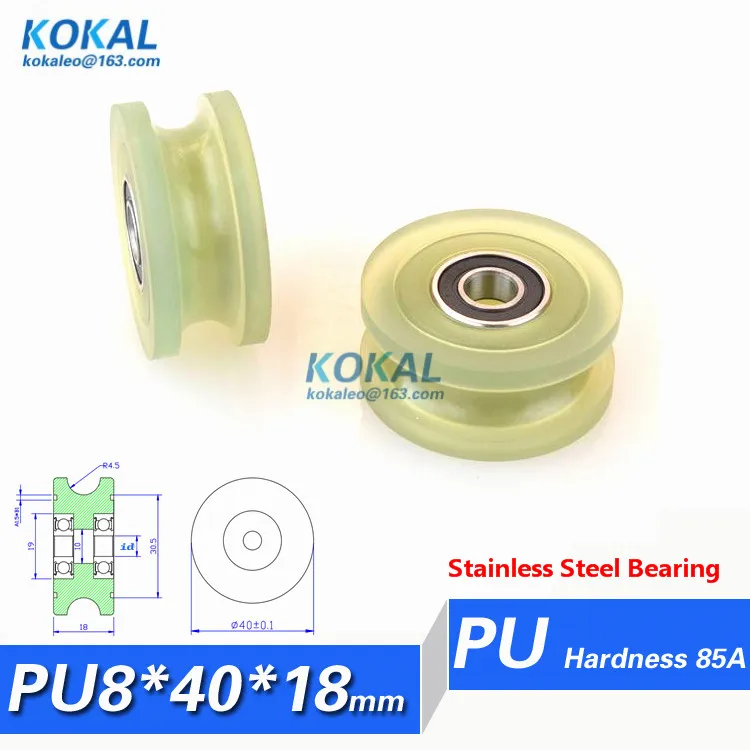 

[PU0840-18RS-S]stainless steel bearing roller double 698RS ball bearing big bag TPU PU bearing roller wheels rubber pulley