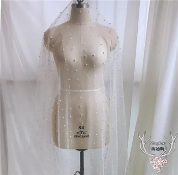 

2meters white/black/blue/red Lace beaded pearl embroidery mesh fabric soft wedding dress cloth for DIY dress Head yarn