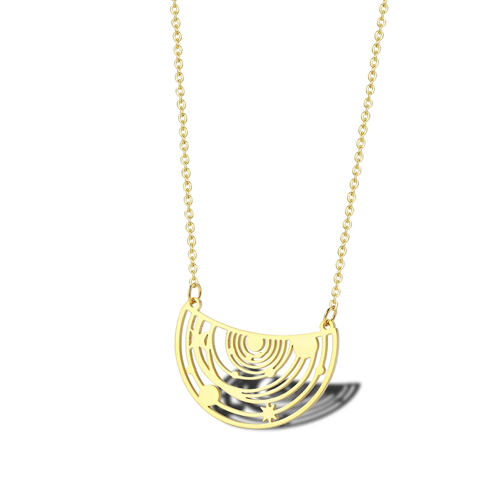 Ожерелье из нержавеющей стали золотое солнечное Syetem контактная астрономическая подвеска планеты ювелирные изделия для мужчин и женщин