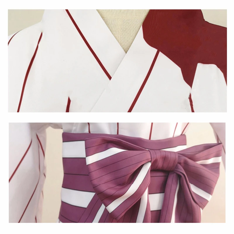 Аниме демон убийца Kimetsu no Yaiba Kamado Nezuko Косплей Костюм Хэллоуин ужас брызги крови белое кимоно женское нарядное платье