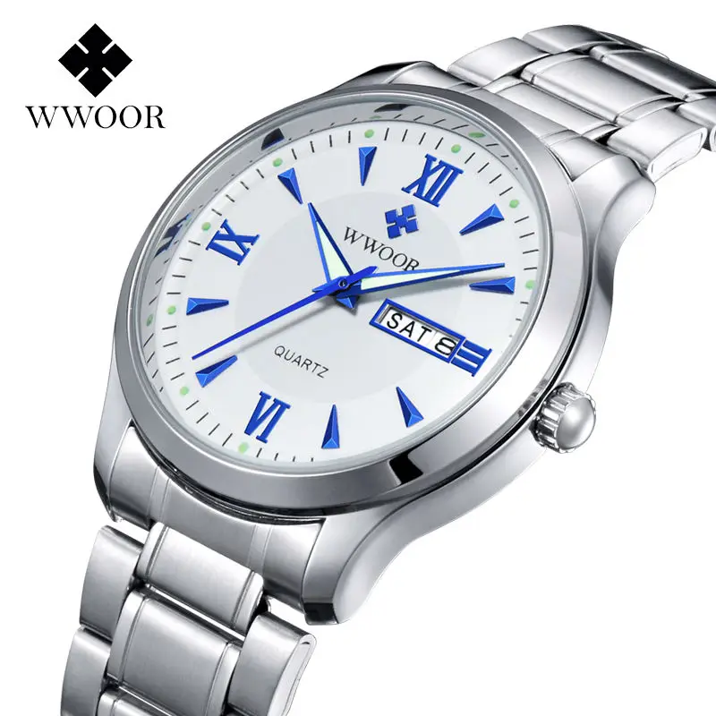 

Brand Men's Waterproof Watch Date Day Stainless Steel Relojes Luminous Hour Clock Dress Men Casual Quartz Watch Sport Wristwatch