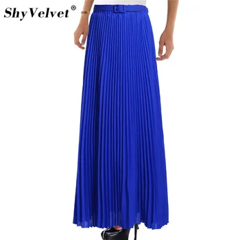 

Elegant Summer 2018 Chiffon Women Long Skirts Womens High Waist Pleated tulle Tutu Maxi Skirt Bohemian Solid 10 Colors falda