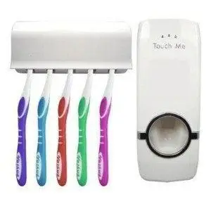 Новая мода Автоматический Дозатор зубной пасты+ настенная подставка для зубных щеток комплекты зубных щеток для семьи аксессуары для ванной комнаты - Цвет: white