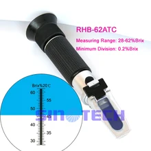 6 шт./лот Ручной рефрактометр Брикса рефрактометры(28-62% по шкале Брикса) RHB-62ATC