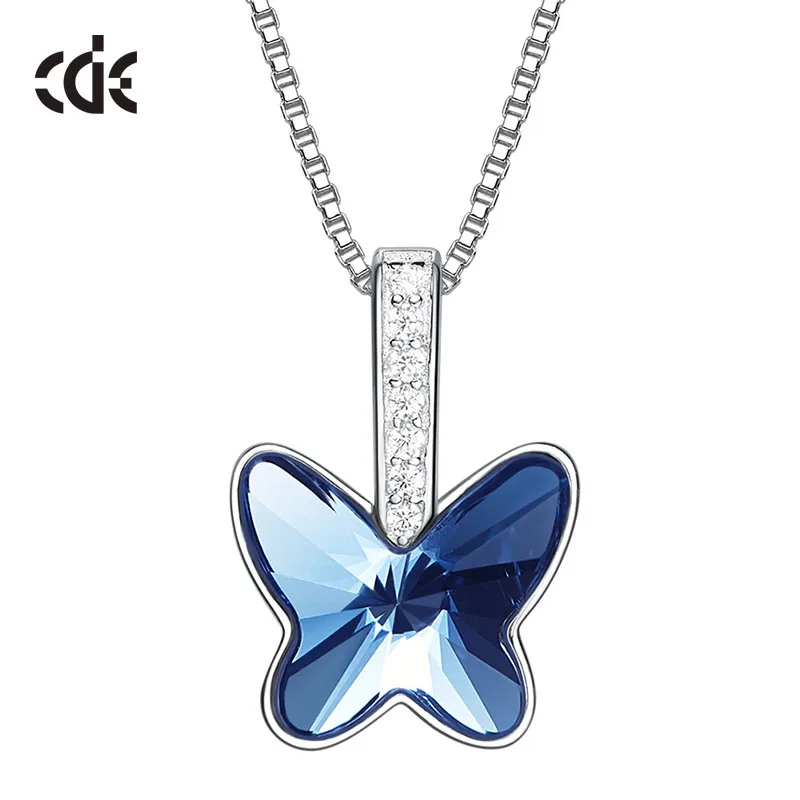 

CDE 925 Sterling Silver Necklace Embellished with crystals from Swarovski Women Pendant Necklace Butterfly Collars Jewelry Gifts