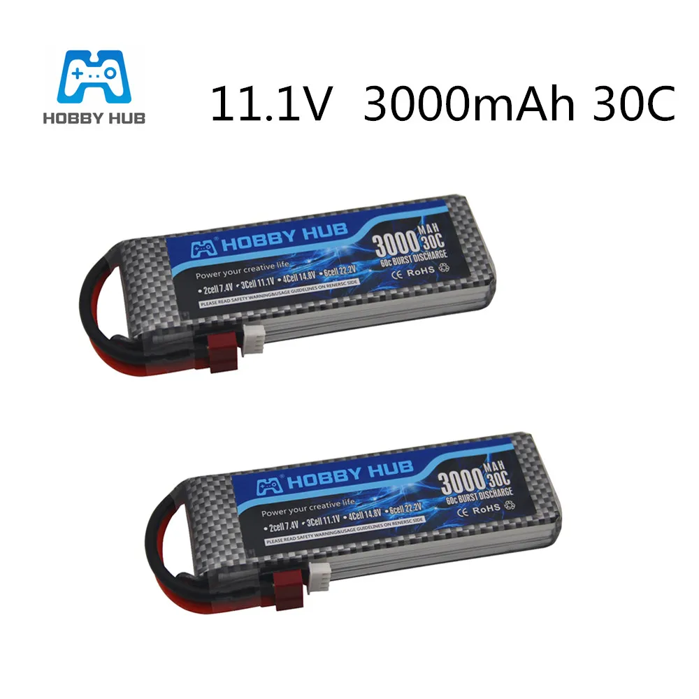 2/3/4 шт. 11,1 V 3S 30C 3000mAh литий-полимерный Батарея 3000 мА/ч, 11,1 v Батарея для Ду вертолётом и игрушек 3s Батарея пакет - Цвет: 2pcs