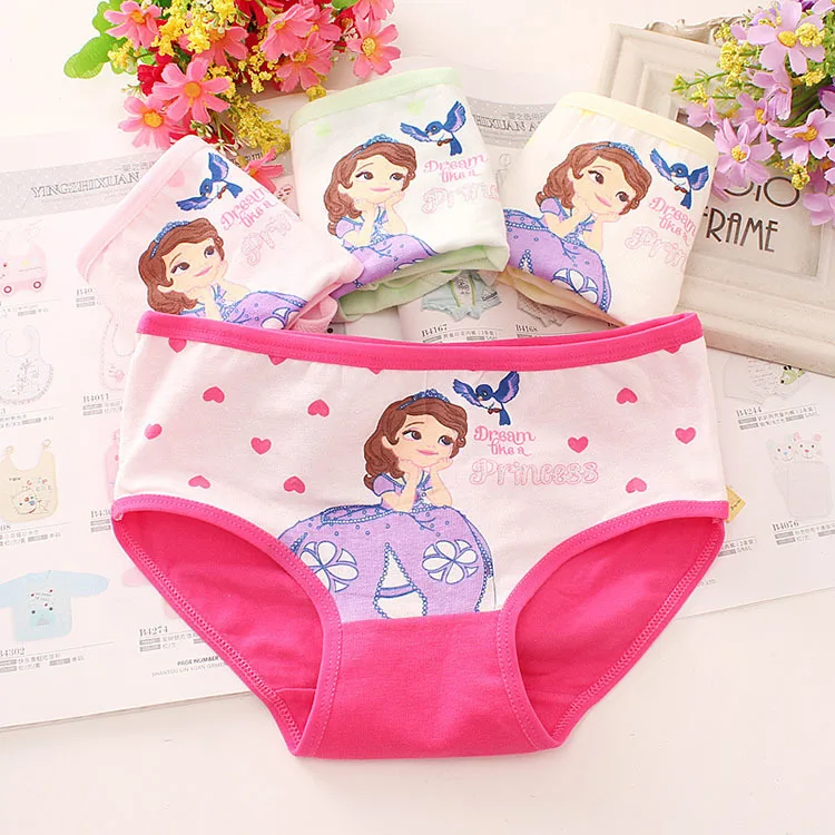 4pcs/set New Cotton Boxer Briefs princess Girls Underwear Children Kids Baby cartoon Panties Underpants 2-12year child - Цвет: 02