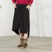 Сезон: весна-лето хлопковые льняные юбки литературный Вентилятор Свободные Дикий юбка