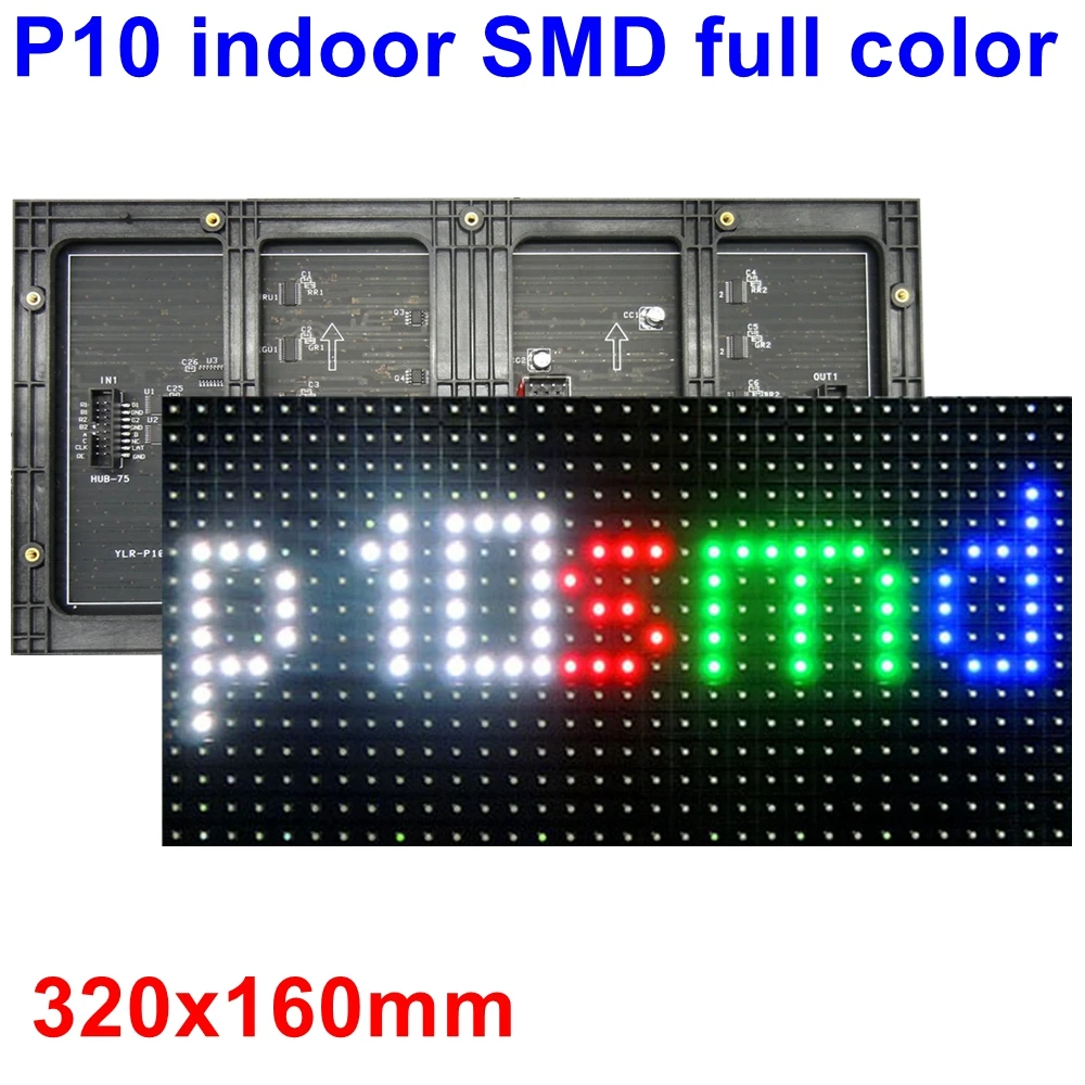 Крытый P10 SMD полноцветный светодиодный экран модуль 320 мм * 160 32*16 пикселей 1/8
