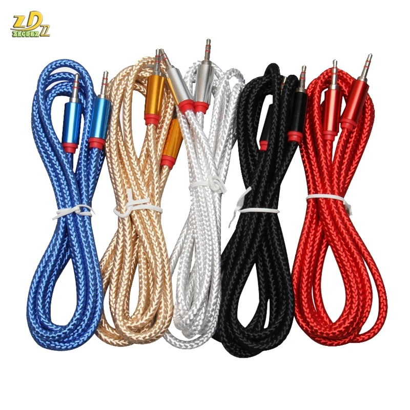 2m long Nylon Braid Jack 3 5mm Audio Cable Male Stereo AUX Cable M M Headphone Cord for iPhone Car Speaker Earphone MP3 4 500pcs