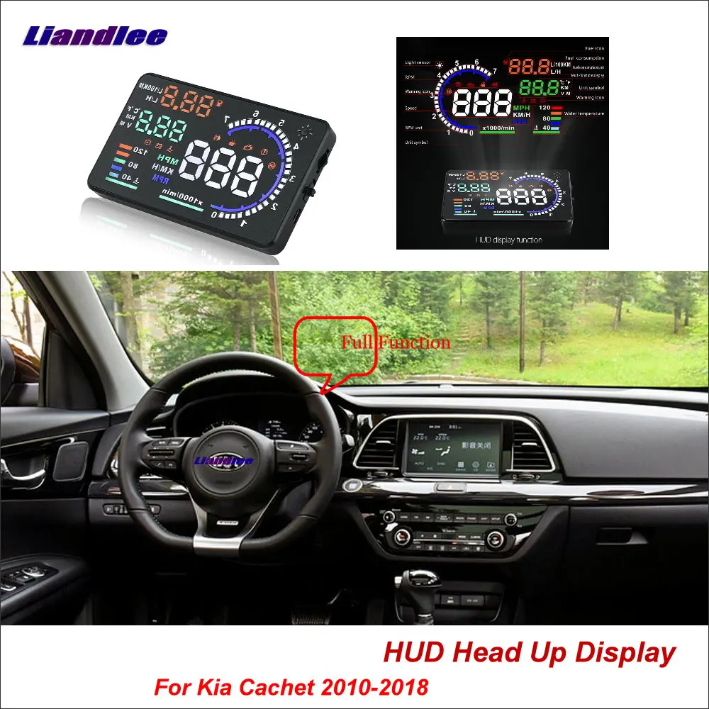 

For Kia Cachet 2010-2018 OBD Safe Driving Screen Car HUD Head Up Display Full Function Projector Refkecting Windshield