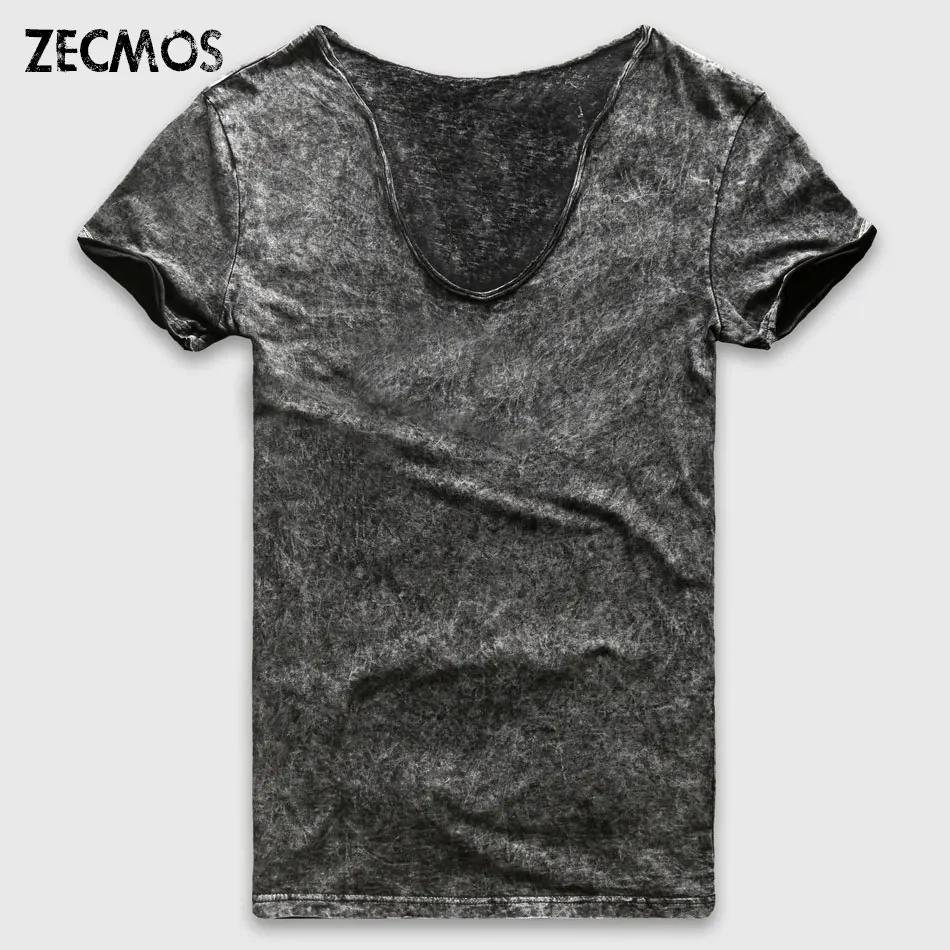 Zecmos Fashion Black T-Shirt Men Casual V Neck T Shirts For Men Vintage Short Sleeve Heavy Washed Cotton Top Tees Male Zecmos Fashion Black T-Shirt Men Casual V Neck T Shirts For Men Vintage Short Sleeve Heavy Washed Cotton Top Tees Male