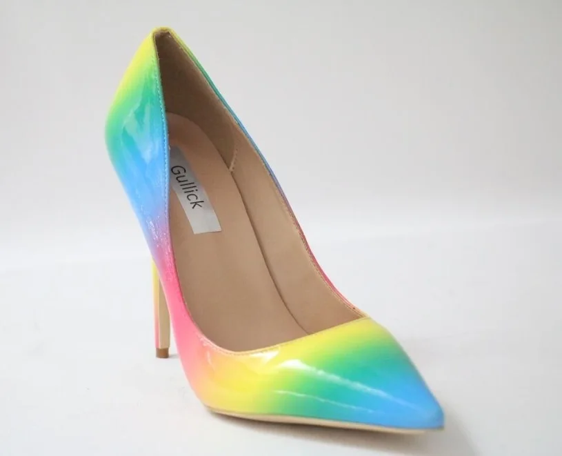 New-Arrivals-Rainbow-Printed-Leather-Pumps-For-Women-Pointed-Toe-12CM-High-Heel-Dress-Shoes-Slip (3)