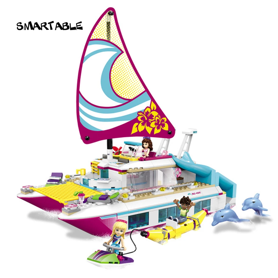 

Smartable Girl Friend Building Block Heartlake Sunshine yacht 37037 Figure Bricks toys Compatible legoeds friends gift
