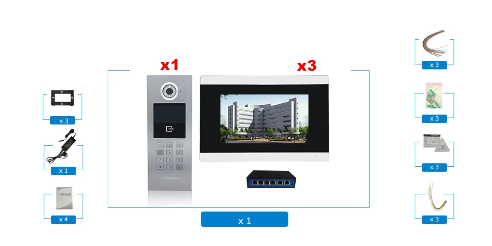 7 ''Сенсорный экран WI-FI видео ip-телефон двери видеодомофон для строительства Система контроля доступа Поддержка Пароль/карт IC с коммутатором