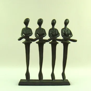 

Classic Pig Iron Four Little Swans Ballerinas Sculpture Abstractive Metal Ballet Girls Figurine Decoration Craft Embellishment