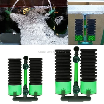 

Aquarium Sponge+Plastic Filter Sponge Filter Fish Tank Biochemical Sponge Filter Air Pump Double Head w/ Suction Cup