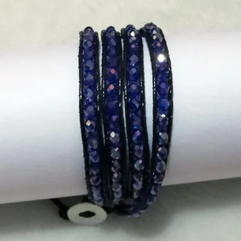 

Unique Pearls jewellery Store,Special Offer Trendy Women Setting Lace-up Mid Blue Crystal Handmade Wrap Bracelet Friendship
