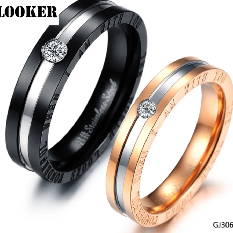 Korean Style couple wedding engagement love ring stainless steel ring