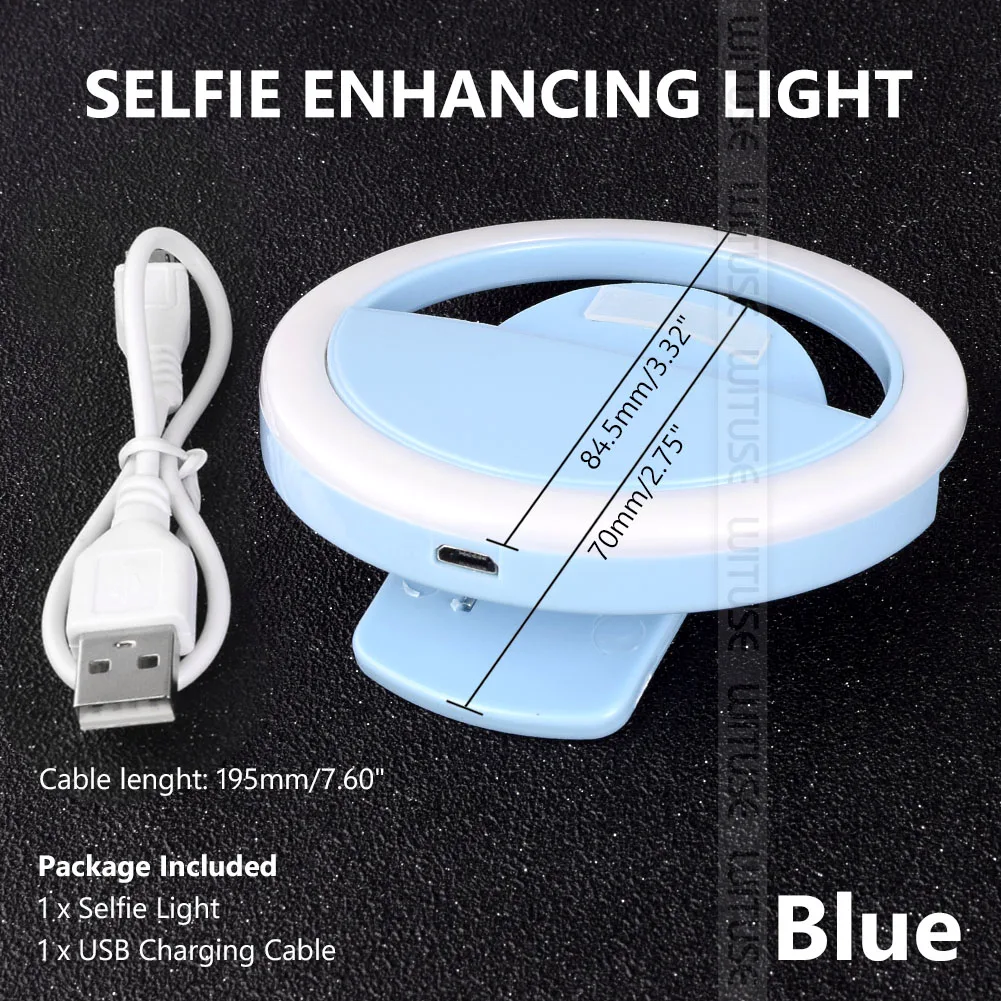 

With Clip Selfie LED Ring Flash Fill Light Camera For Cell Phone iPhone 4 5 5C 5S SE 6 6S 7 Plus Smartphone 36LED Rechargeable