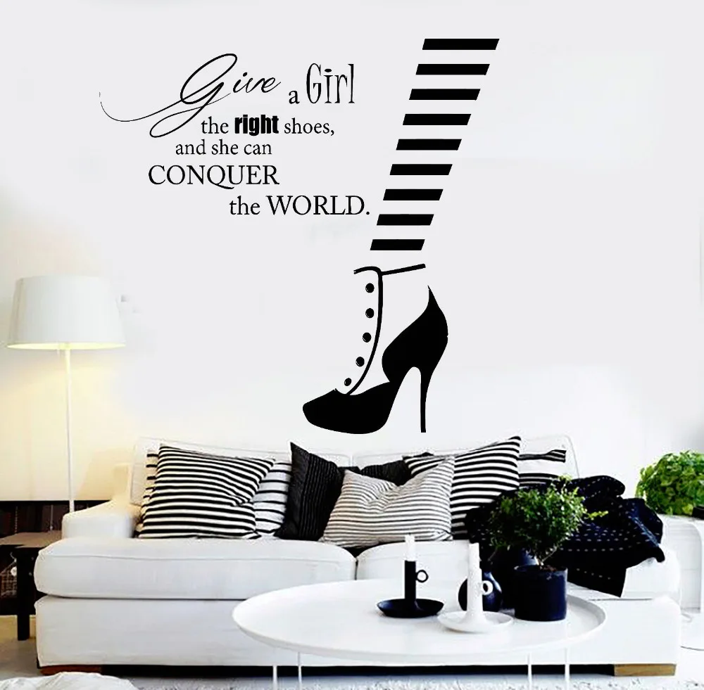 Stickers Muraux Chambre Romantique Vinyle Autocollant Mural Mode Citation Chaussure Boutique Style Femme Autocollant Adesivo De Parede Stickers Muraux La031 Aliexpress