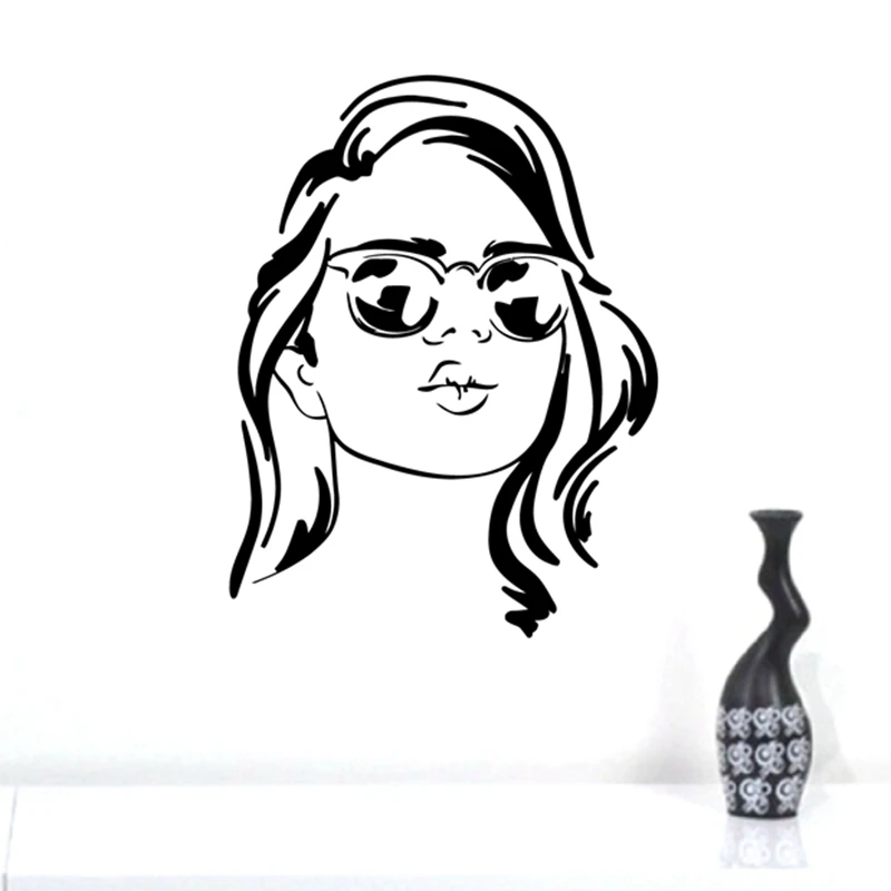 Girl With Glasses Vinyl Wall Sticker Home Decor