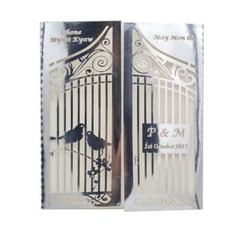 

Laser cut gate-fold lovely birgecage card wedding wedding invitation card