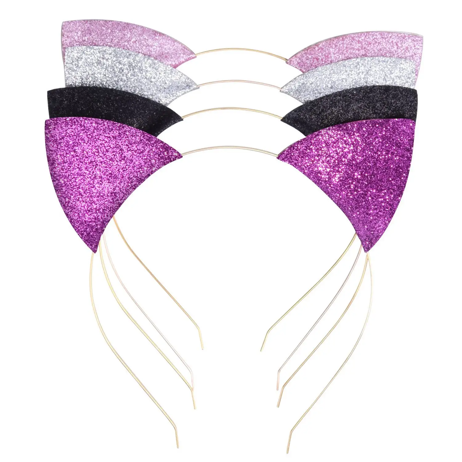 Best 4 Pieces Glitter Cat Ear Headbands Kitty Headbands Cat Ear Hair